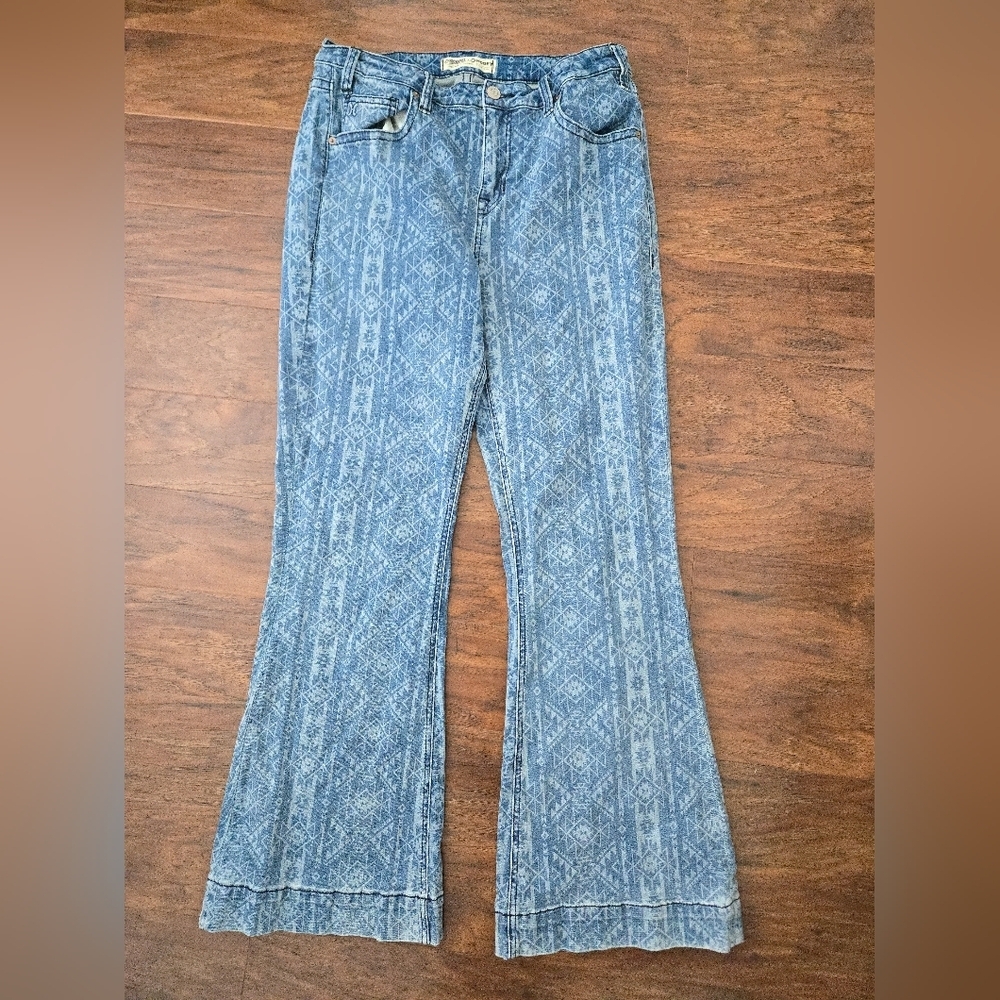 Rock And Roll Hooey Aztec High Rise Trouser Jeans Womens Size 33x32 Western - Picture 4 of 10